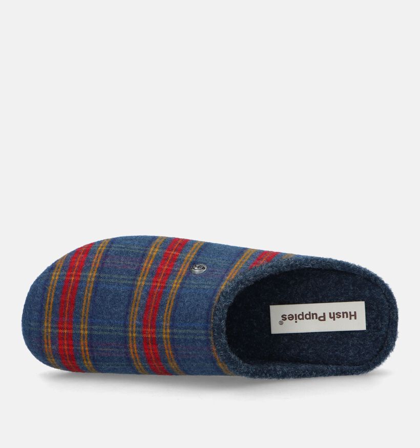 Hush Puppies Daupy Pantoufles à carreaux en Bleu pour hommes (330016)