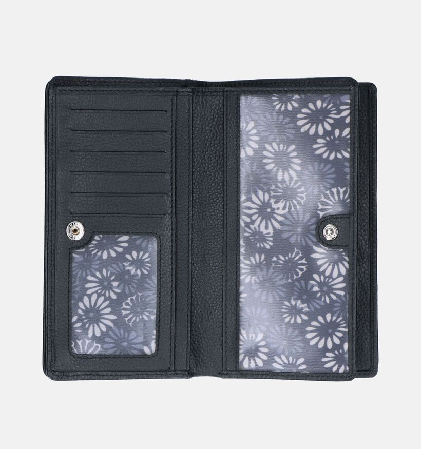 Euro-Leather Porte-monnaies zippé en Noir pour femmes (365195)