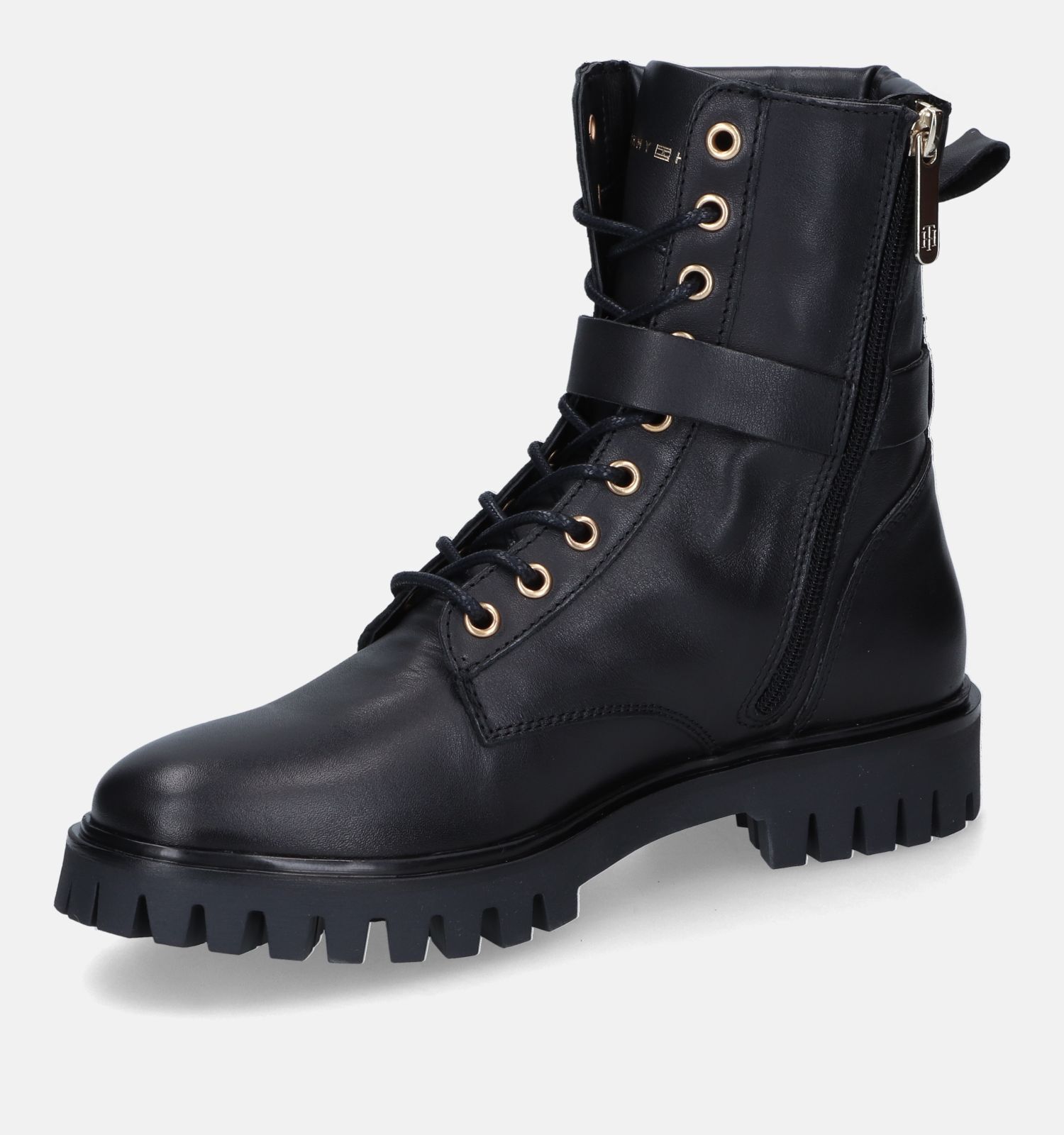 Tommy Hilfiger Buckle Lace Up Zwarte Boots Dames Boots Online