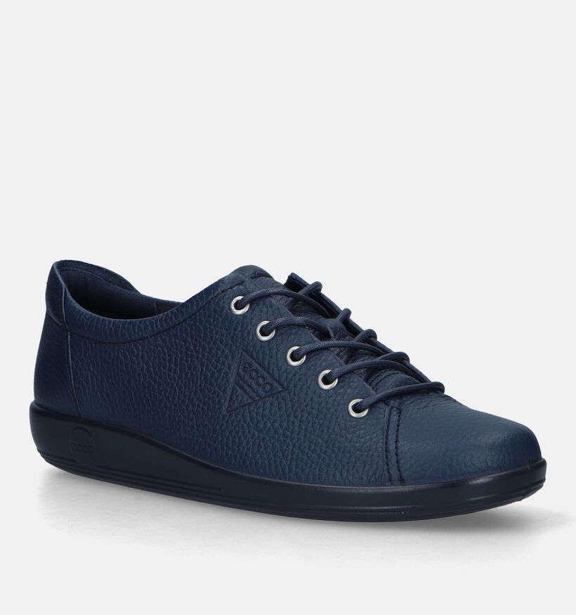 ECCO Soft 2.0 Blauwe Veterschoenen voor dames (336845) - geschikt voor steunzolen