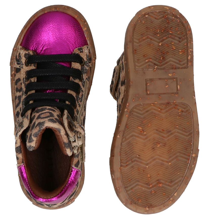 Milo & Mila Gora Bruin/Paarse Hoge Schoenen in nubuck (281060)