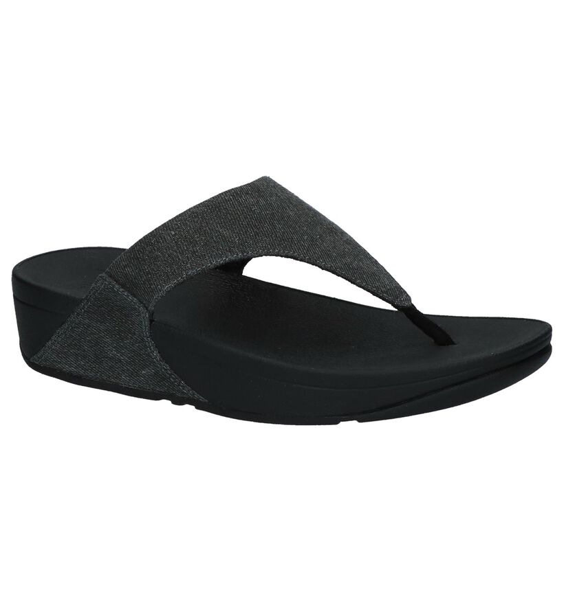 Grijze Teenslippers FitFlop Lulu Toe-Thong Sandals Shimmer-Denim, , pdp