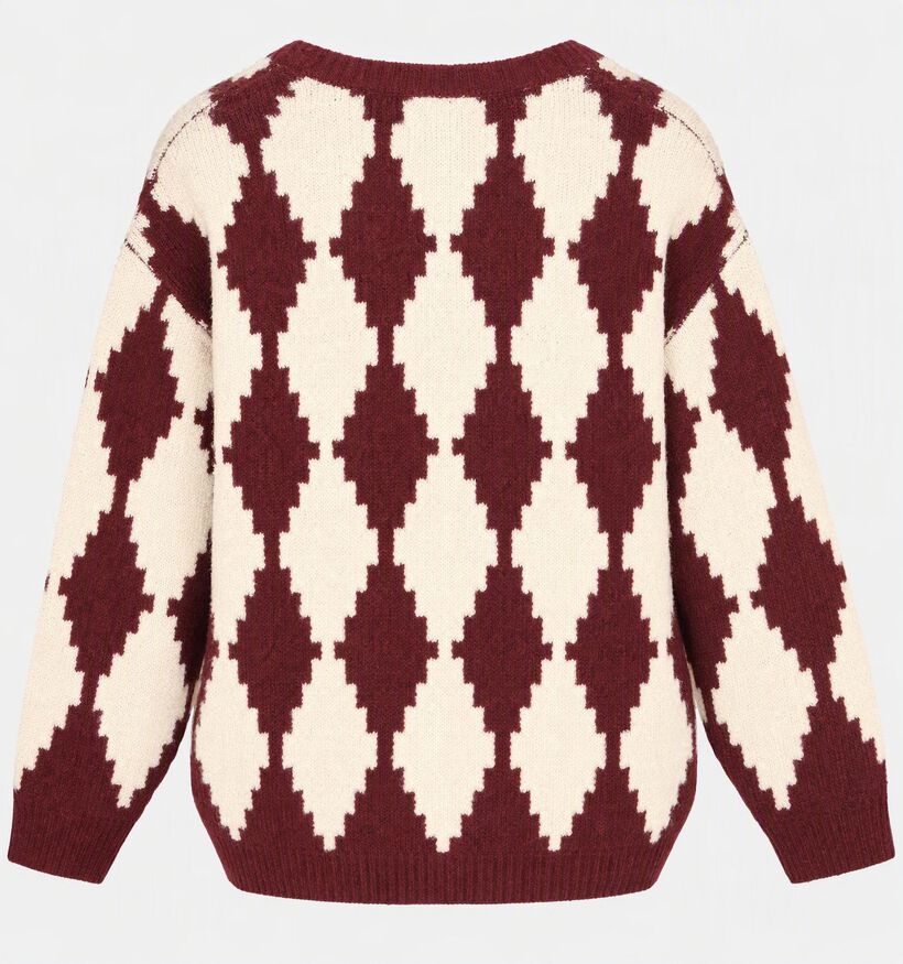 Vero Moda Curve Colleen Argyle Lichtbeige/Bordeaux Trui voor dames (378114)