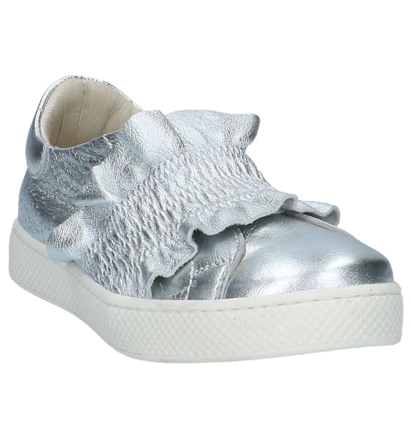 Milo & Mila Chaussures slip-on en Argent en cuir (210048)