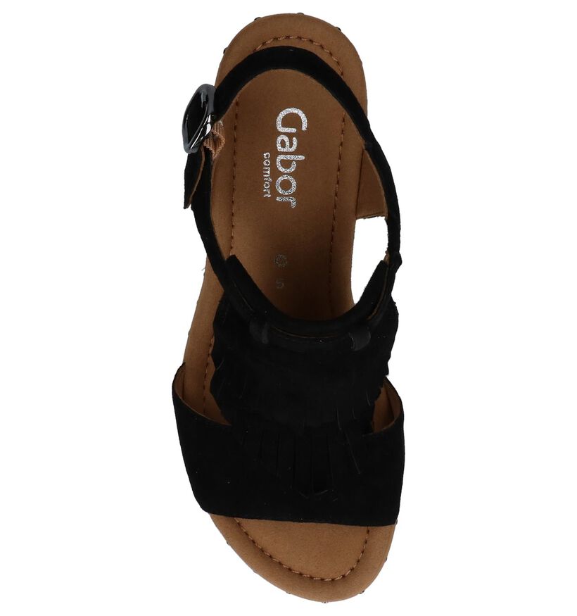 Gabor Comfort Zwarte Sandalen met Sleehak in daim (216255)