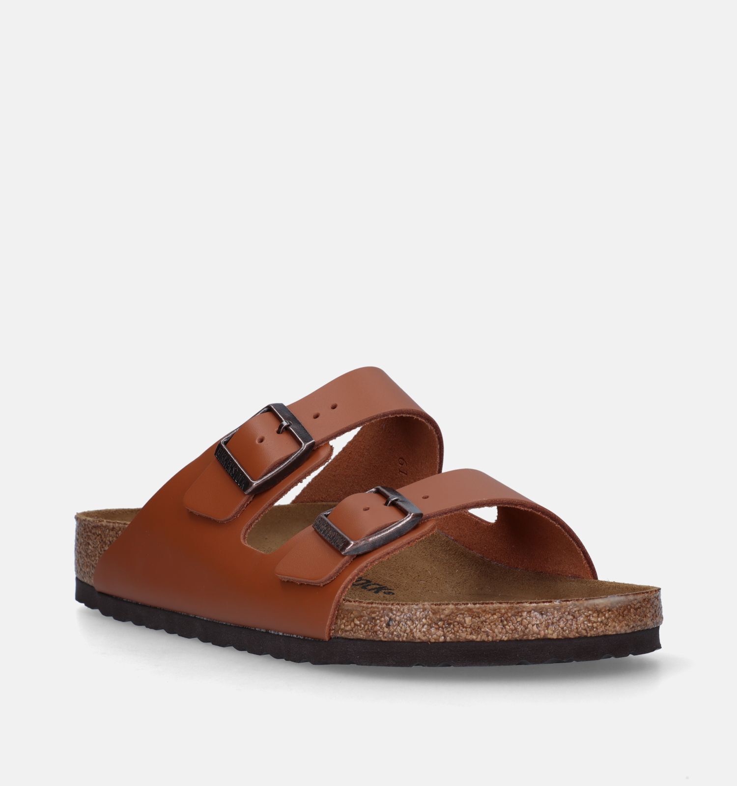 Birkenstock Arizona Natural Leather Cognac Slippers Heren Slippers Online op TORFS.BE