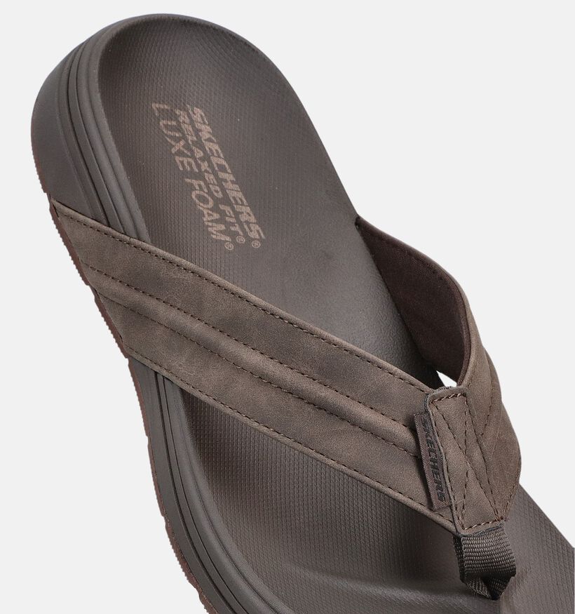 Skechers Patino Marlee Donkerbruine Teenslippers voor heren (371031)