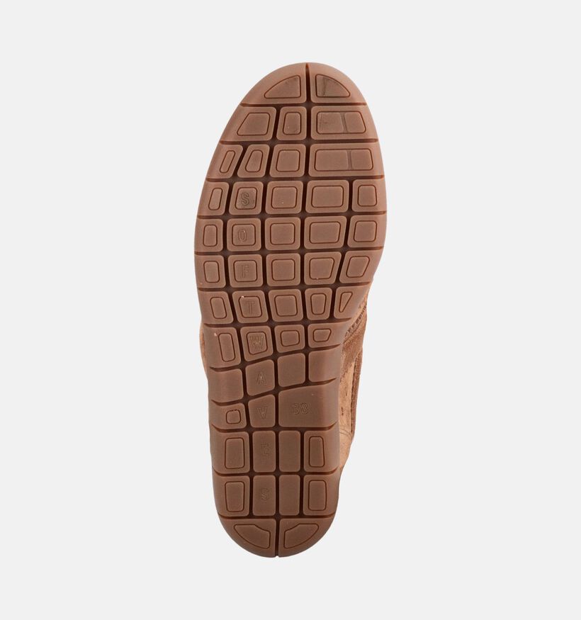 Softwaves Suede Tabacco Cognac Sneakers met Sleehak voor dames (380375) - geschikt voor steunzolen
