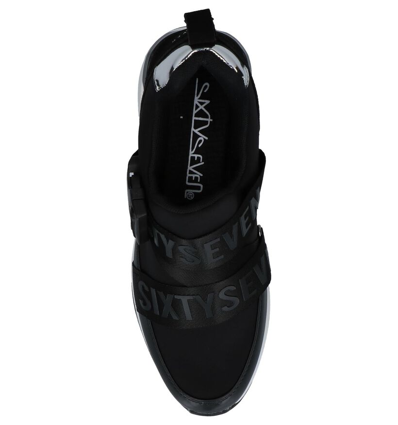 Sixtyseven Waseda Zwarte Sneakers met Verborgen Sleehak, Zwart, pdp