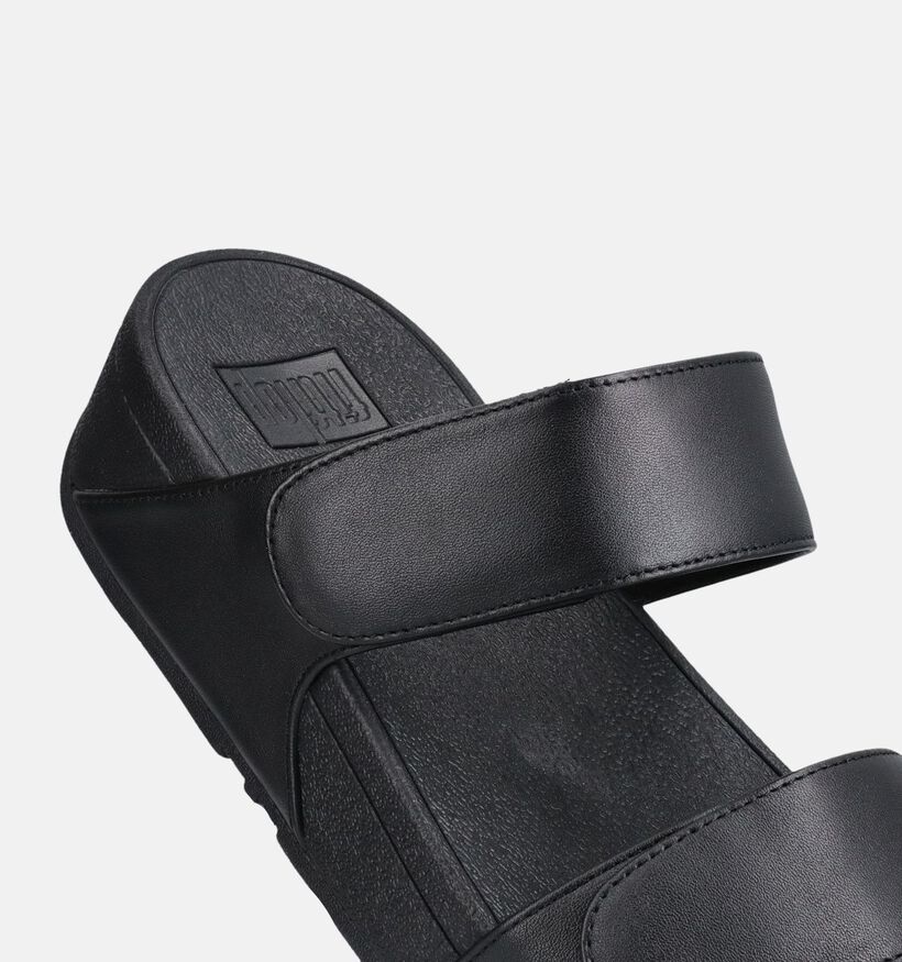 FitFlop Lulu Leather Slides Zwarte Slippers voor dames (368659)
