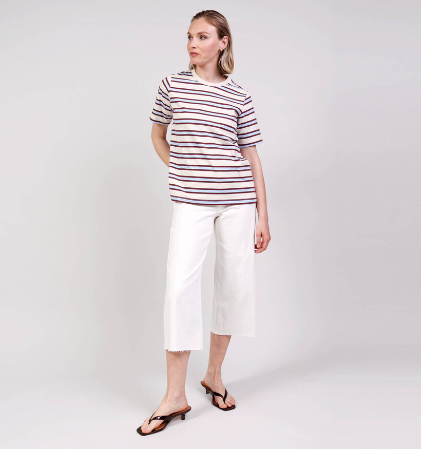 Vero Moda Mika Demi Beige/Blauwe Gestreepte T-shirt voor dames (380526)