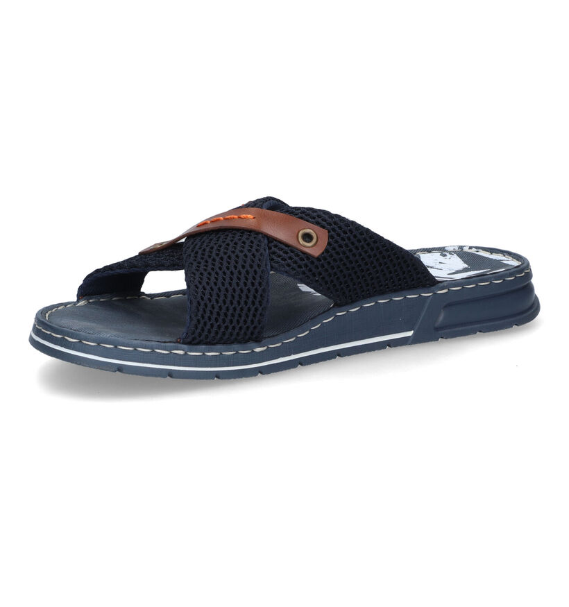 Rieker Blauwe Slippers in stof (308612)