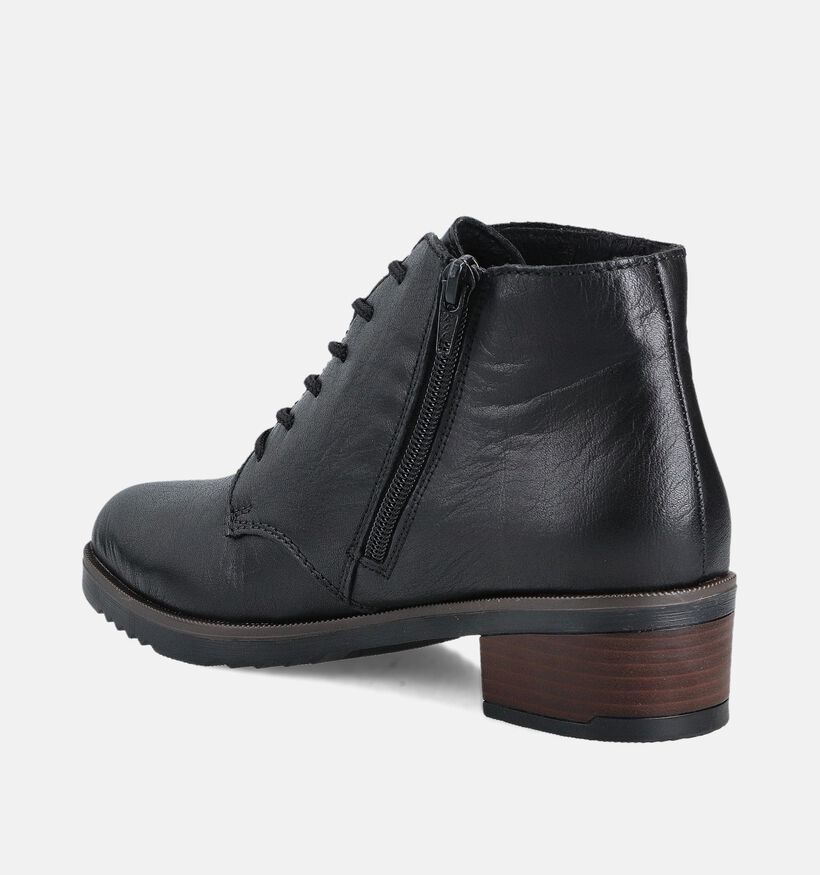 Rieker Zwarte Enkellaarsjes met veters Rieker Zwarte Veterlaarzen voor dames (363530)