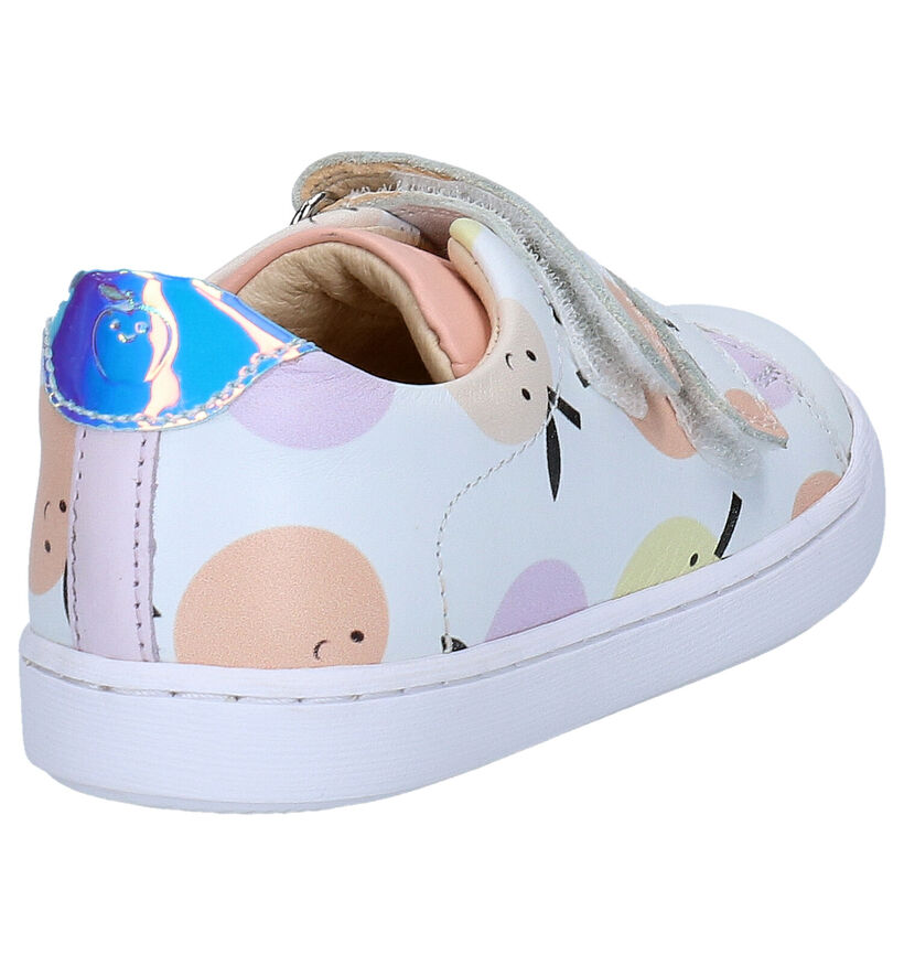 Shoo Pom Play Max Scratch Witte Velcroschoenen in leer (268774)