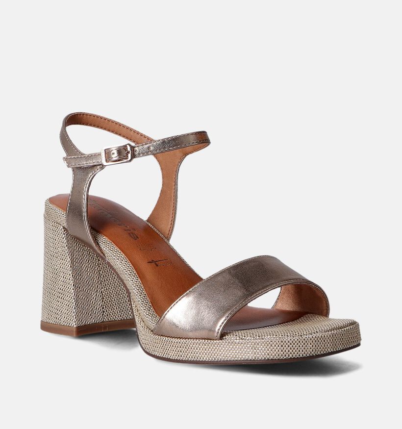 Tamaris Sandales avec talon carré en Bronze pour femmes (354388)