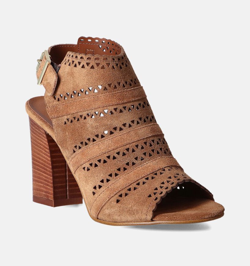 Laurant David Cognac Sandalen met blokhak voor dames (357834)