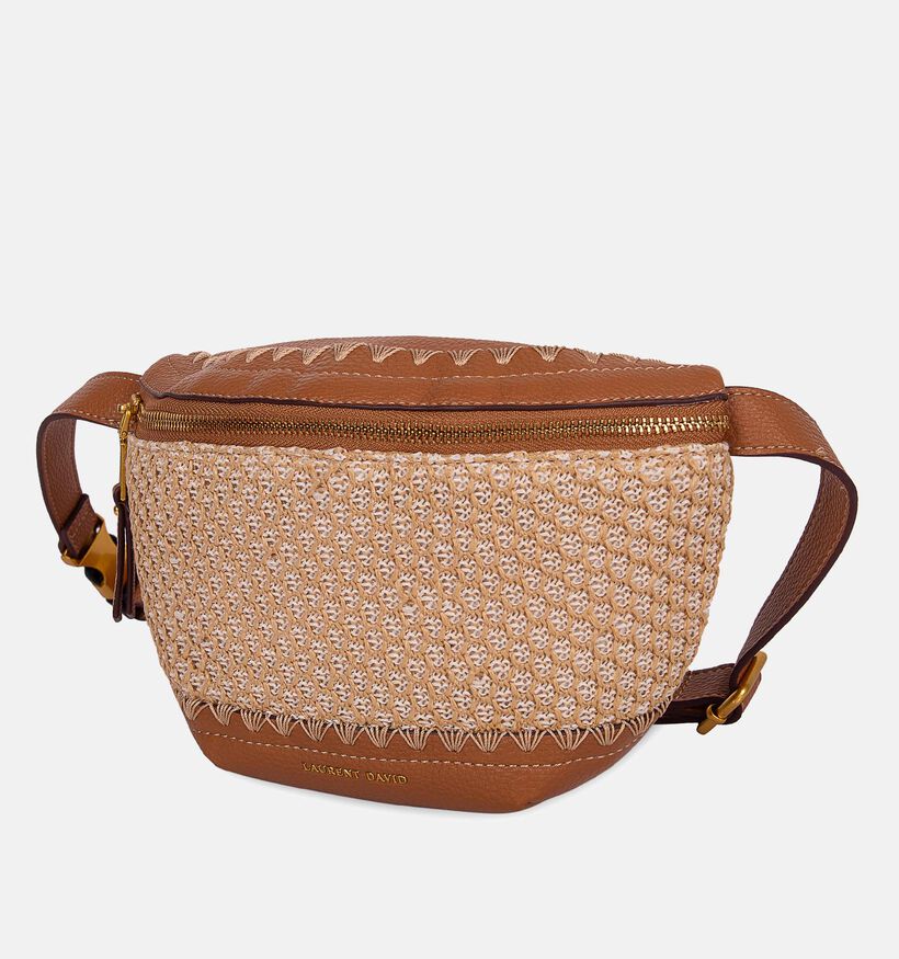 Laurent David Sac banane en Beige/Cognac pour femmes (373940)