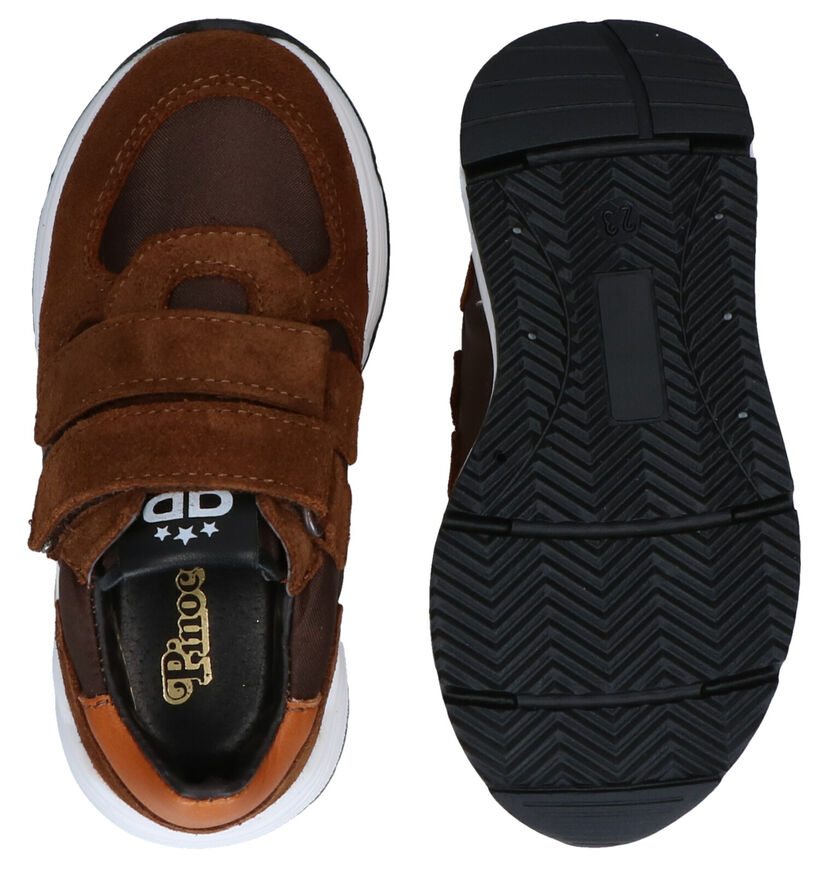 Pinocchio Cognac Velcroschoenen in stof (281634)