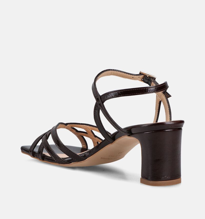 Laurent David Vernica Mogano Sandales &agrave; talons en Brun fonc&eacute; pour femmes (374162)