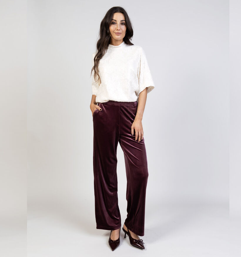 Pieces Bosella Velour Pantalon classique en Bordeaux pour femmes (365862)