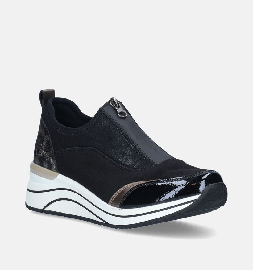 Remonte Zwarte Sneakers met sleehak voor dames (344436) - geschikt voor steunzolen