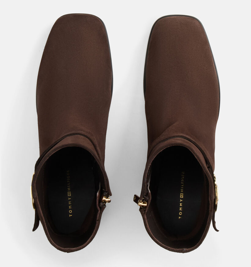 Tommy Hilfiger Strap Suede Donkerbruine Enkellaarzen met Hak voor dames (378103)