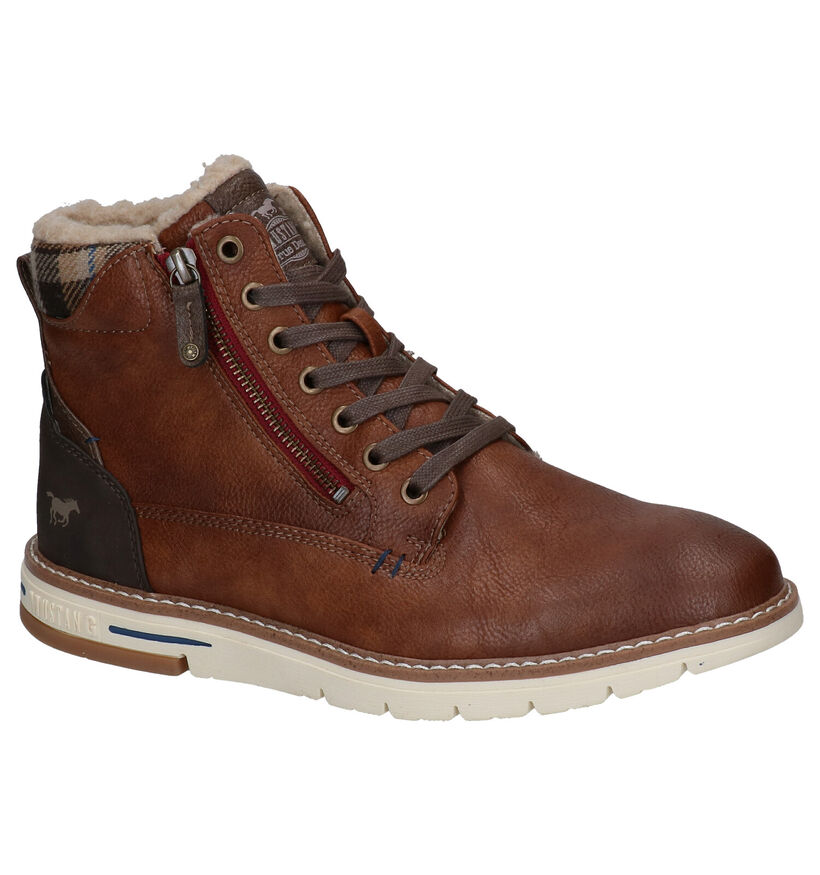 Mustang Cognac Hoge Schoenen in kunstleer (298241)