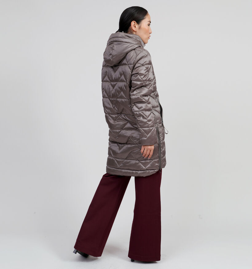 Barbara Lebek Taupe Gewatteerde jas voor dames (347719)