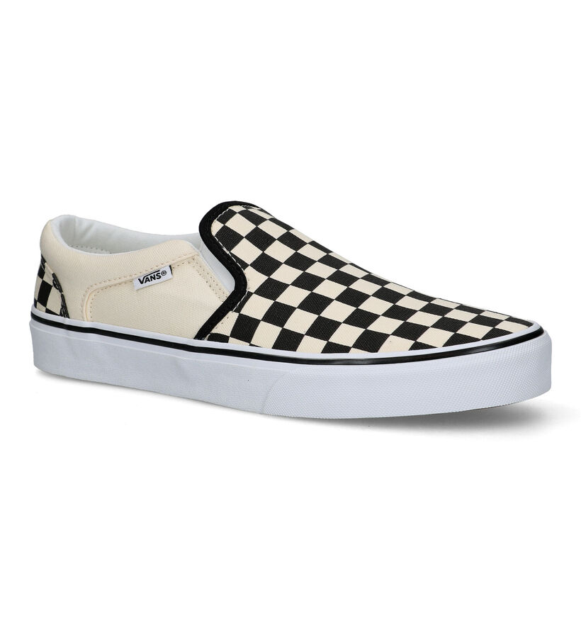 Vans Asher Slip-on Baskets en Noir/Blanc pour hommes (321114)