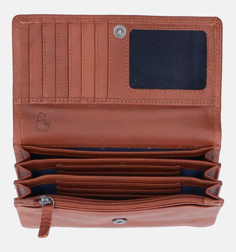 Euro-Leather Porte-monnaie à rabat en Cognac pour femmes (353527)