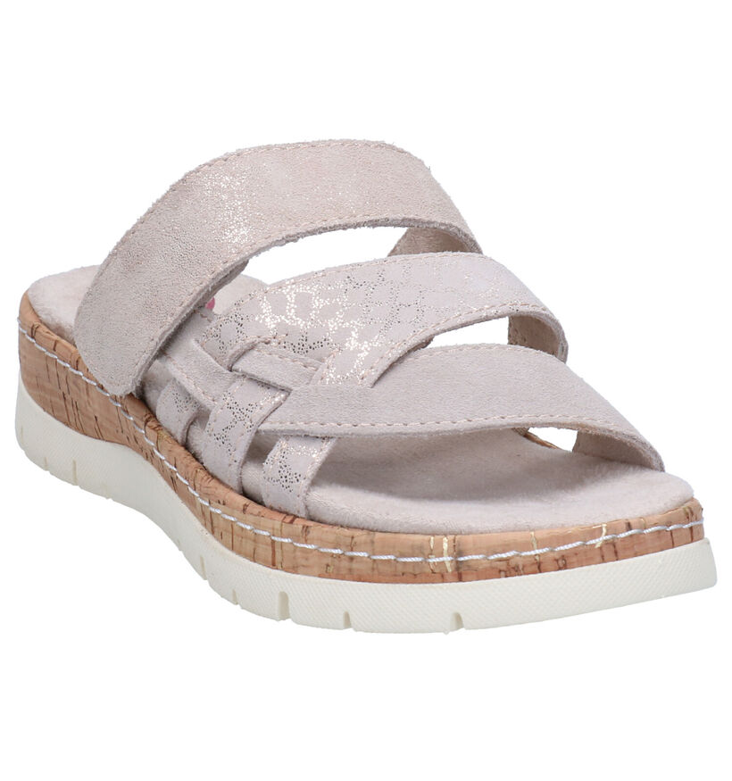 Jana Taupe Slippers in nubuck (270839)