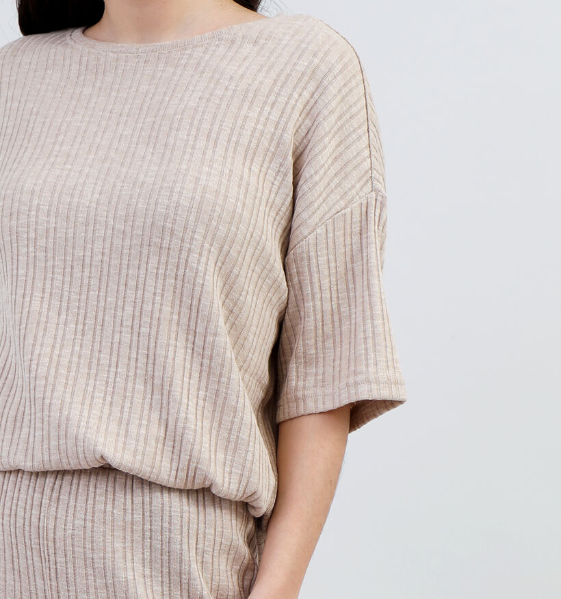 Pieces Lena T-shirt oversized en Beige pour femmes (342016)