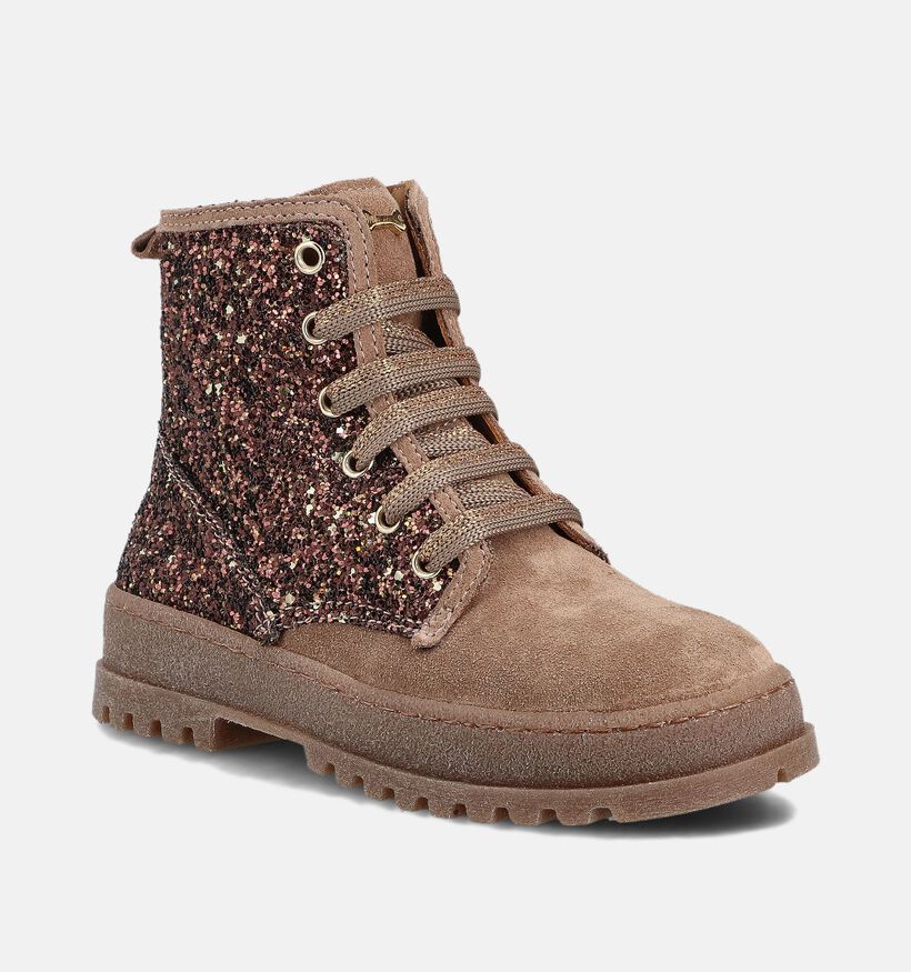 STONES and BONES Blesa Beige Glitter Veterboots voor meisjes (361973) - geschikt voor steunzolen