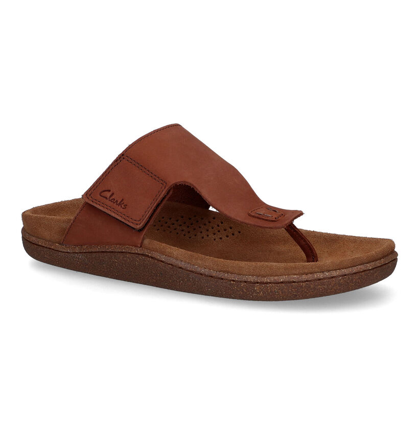 Clarks Pilton Post Tongs en Cognac en nubuck (304495)