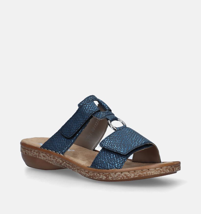 Rieker Nu-pieds plates en Bleu foncé pour femmes (339077)