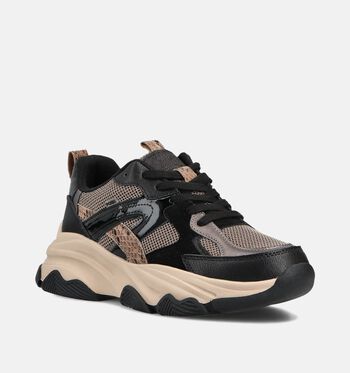 Poelman Posh by Poelman Low Sneakers Zwart/Beige/Bruin