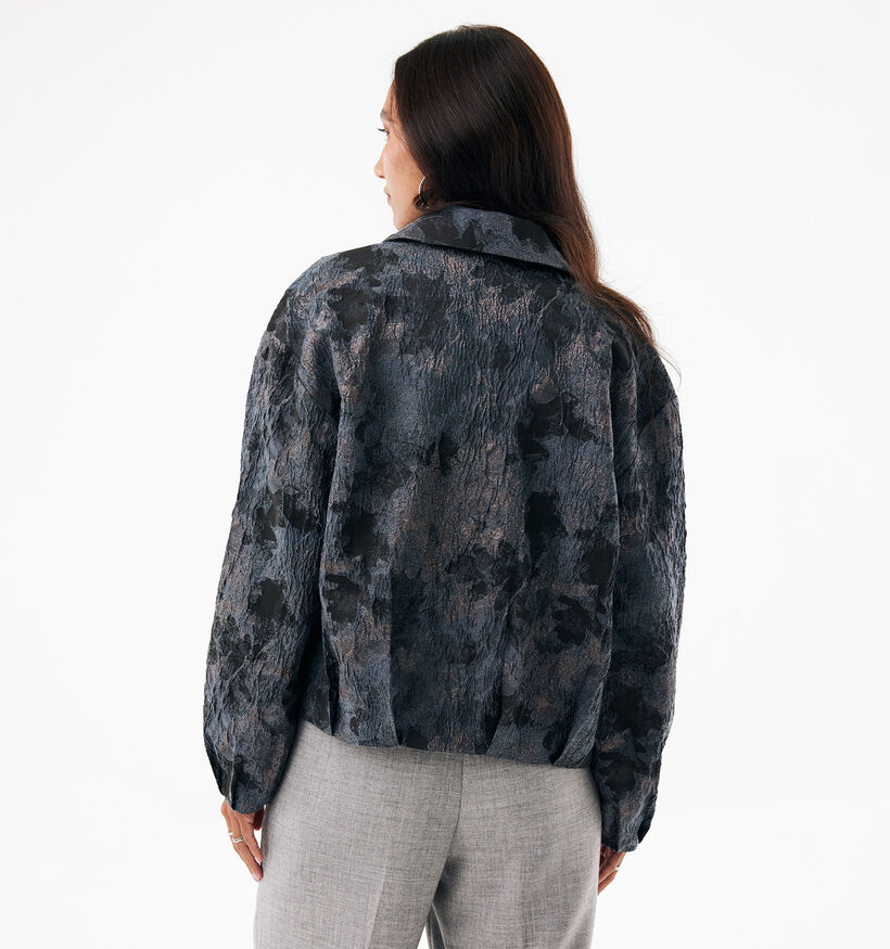 Mexx Jacquard Donkergrijze Bomberjas voor dames (380720)