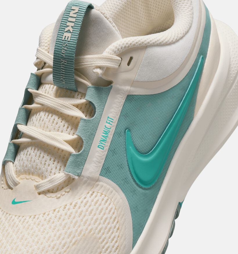 Nike Star Runner 5 Ecru/Groene Sneakers voor jongens (359869) - geschikt voor steunzolen