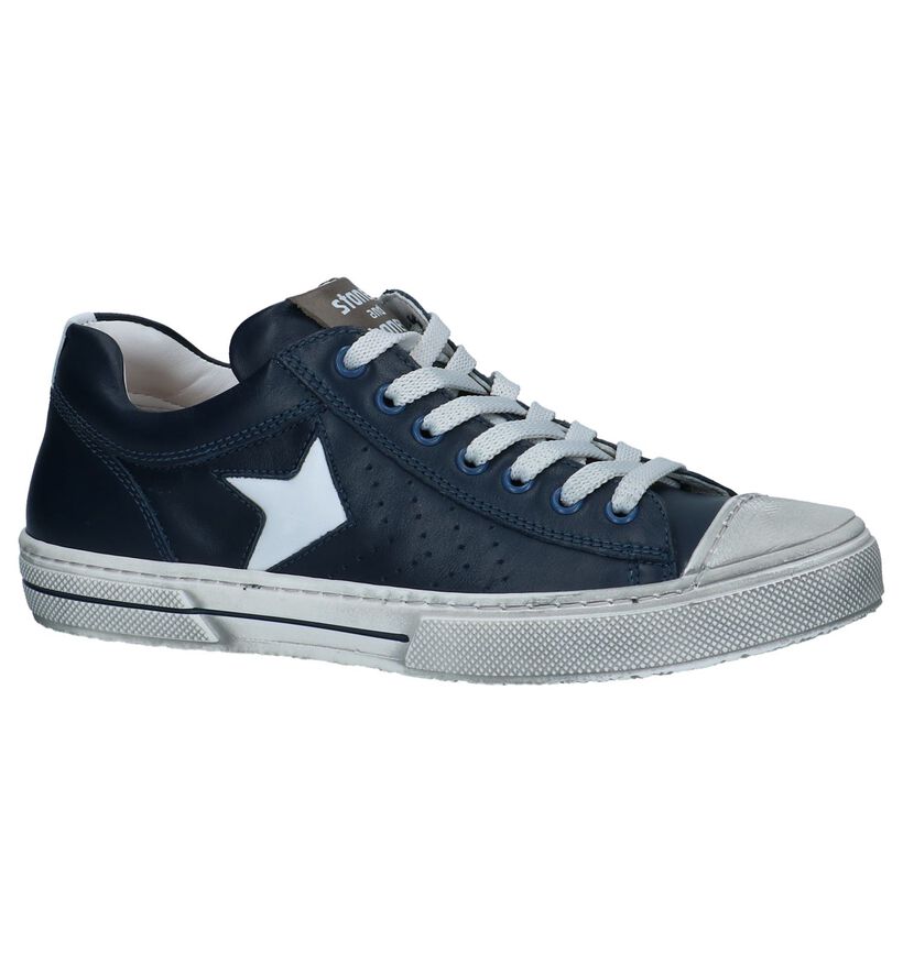 STONES and BONES CORSO Chaussures à Lacets en Bleu en cuir (267212)