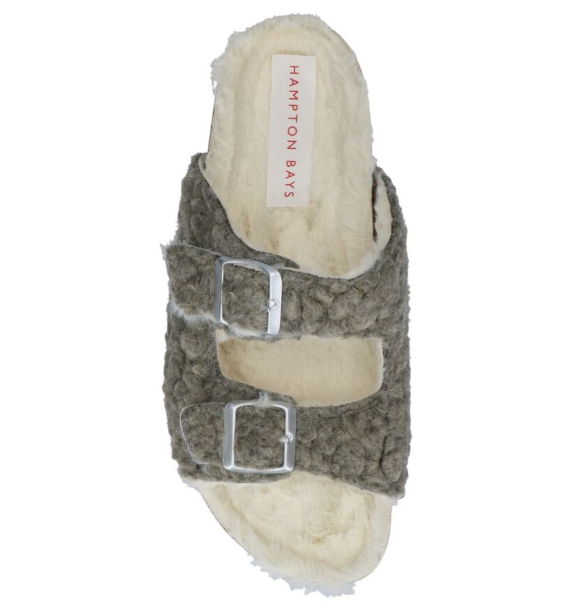 Hampton Bays Pantoufles ouvertes en Gris en faux fur (232365)