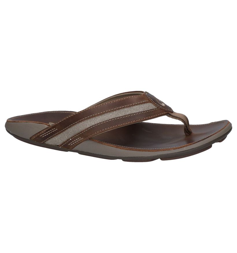 OluKai Tongs en Brun foncé en cuir (242545)