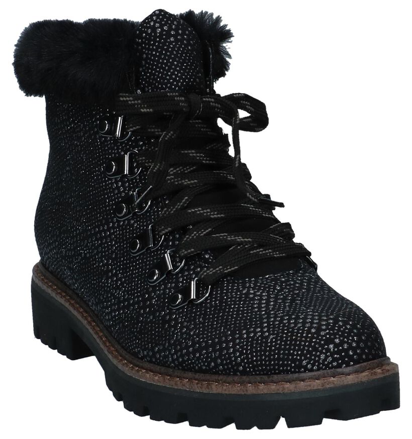 Marco Tozzi Boots met Rits/Veter Zwart in stof (226310)