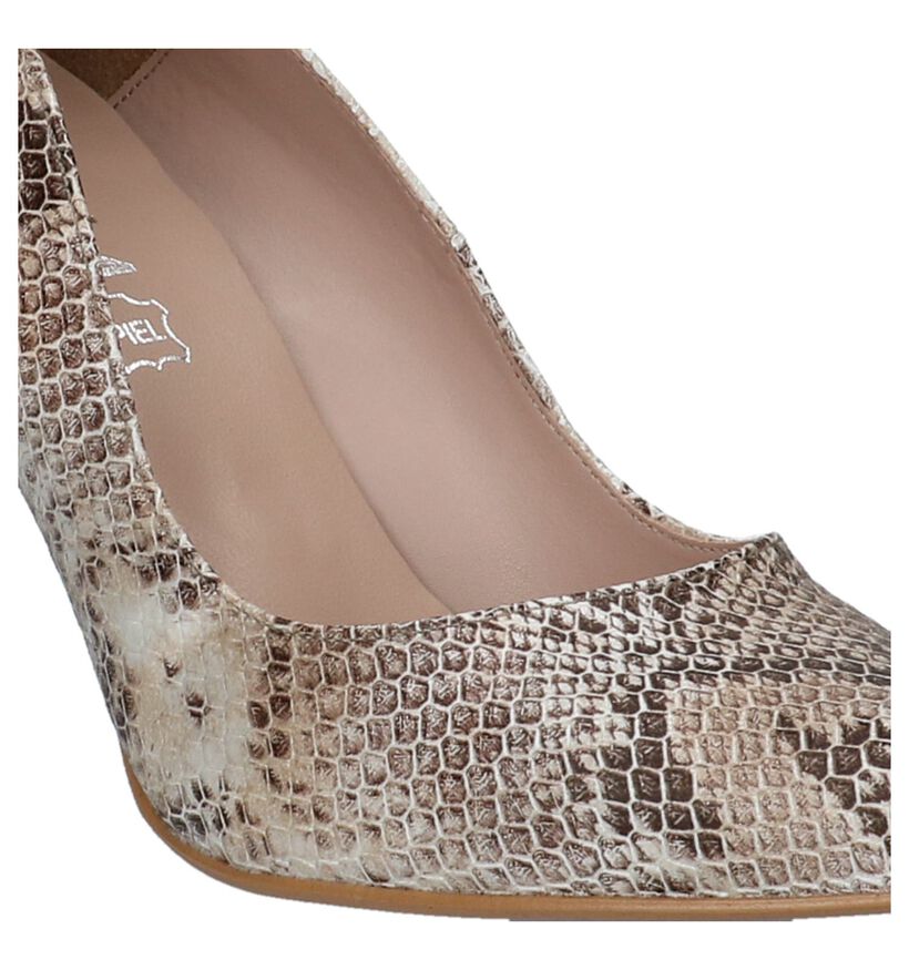 Giulia Beige Pumps met Slangenprint, , pdp