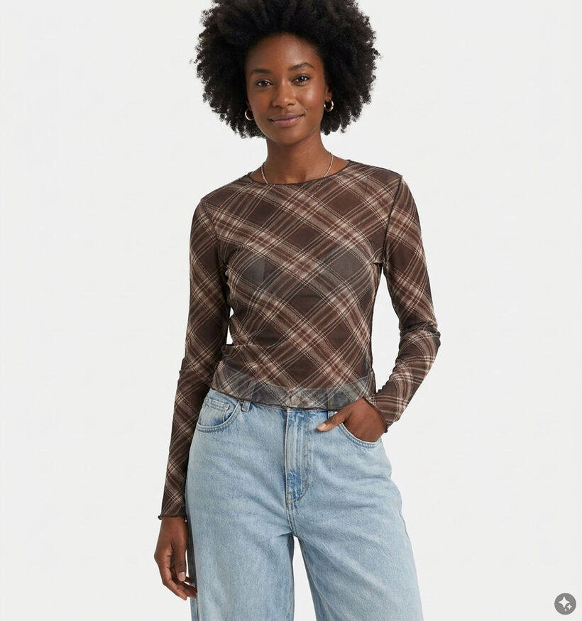 Desires Tilly Mesh Bruine Top voor dames (379176)