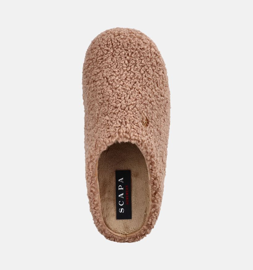 Scapa Bruine Teddy Pantoffels voor dames (380850) - geschikt voor steunzolen