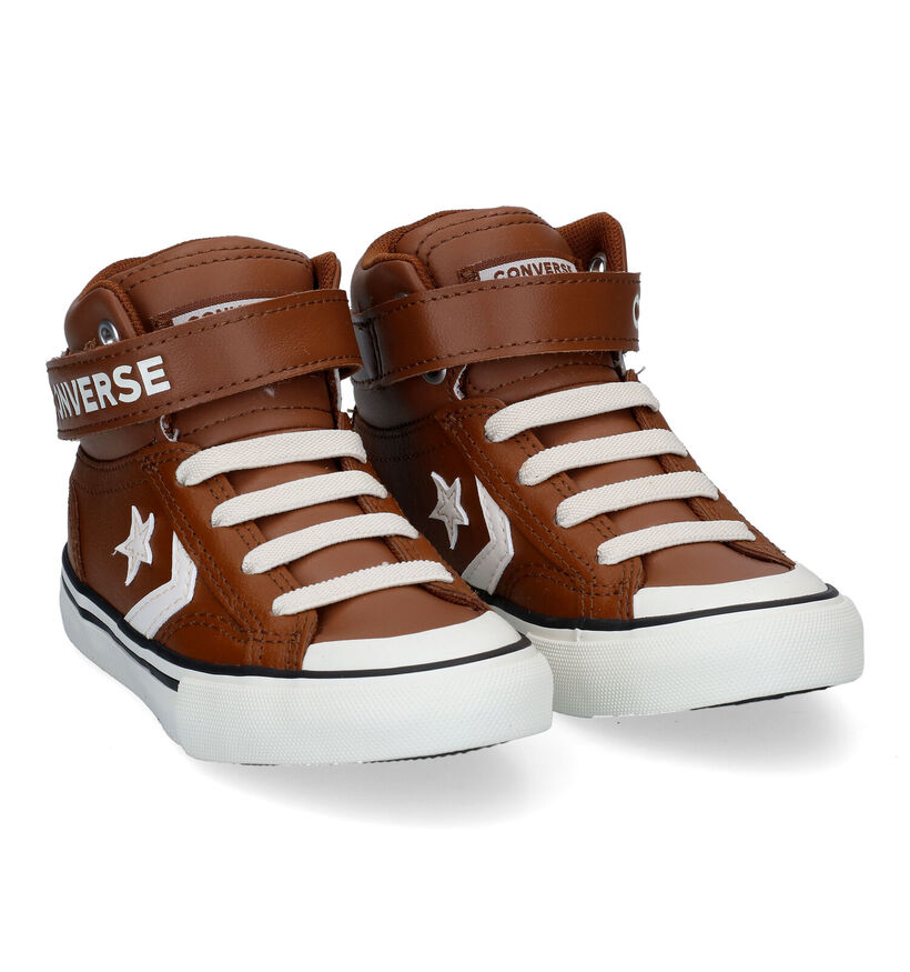 Converse Pro Blaze Strap HI Baskets en Cognac en cuir (299951)