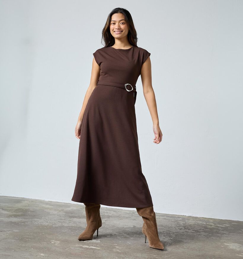 Sister Point Glut Donkerbruine Midi-Jurk voor dames (383812)