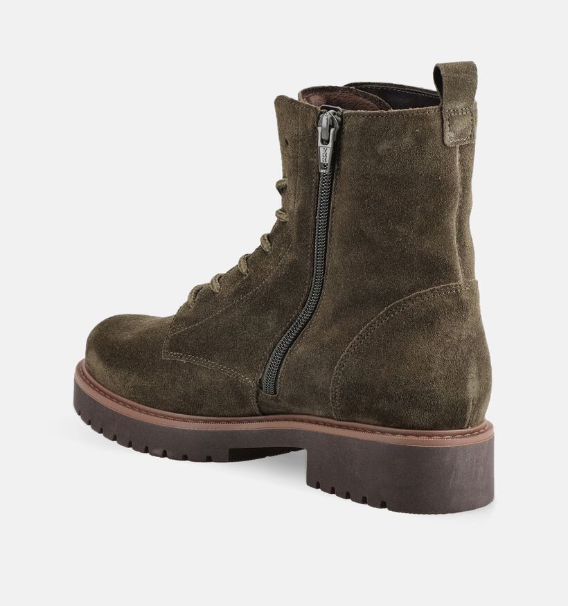Gabor Comfort Kakigroene Boots met Veters en Rits voor dames (380069) - geschikt voor steunzolen