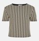 Vila Hella Jaquard Beige/Zwarte T-shirt voor dames (364085)