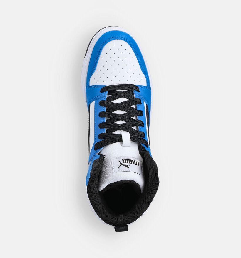 Puma Rebound v6 Blauwe/Witte Sneakers voor meisjes, jongens (372080) - geschikt voor steunzolen